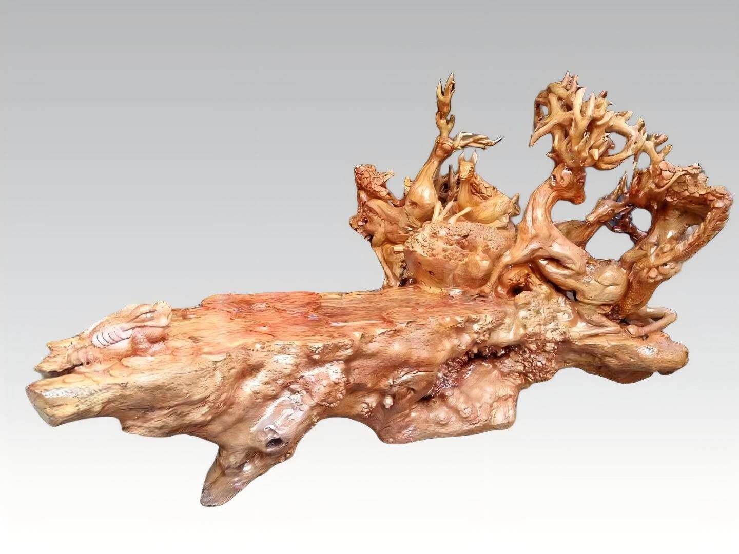 Natural root carving composition by JinDiao Root Art