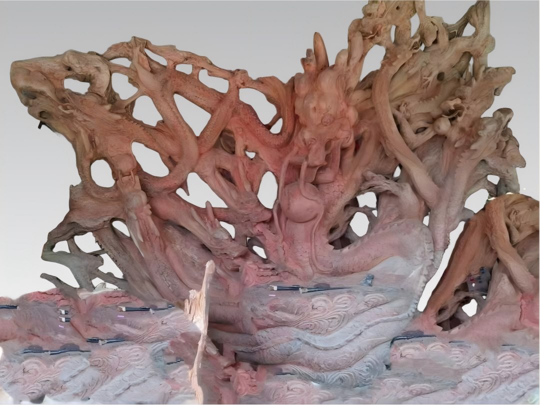 Natural root texture and carving process