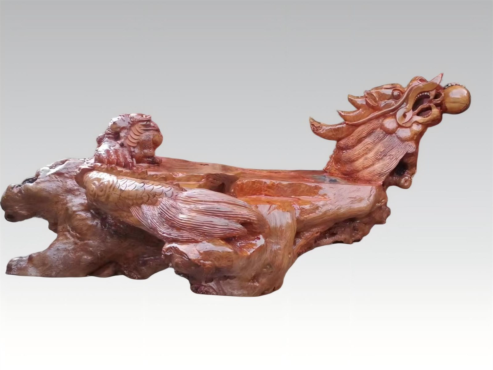 Root carving tea setting and spatial display